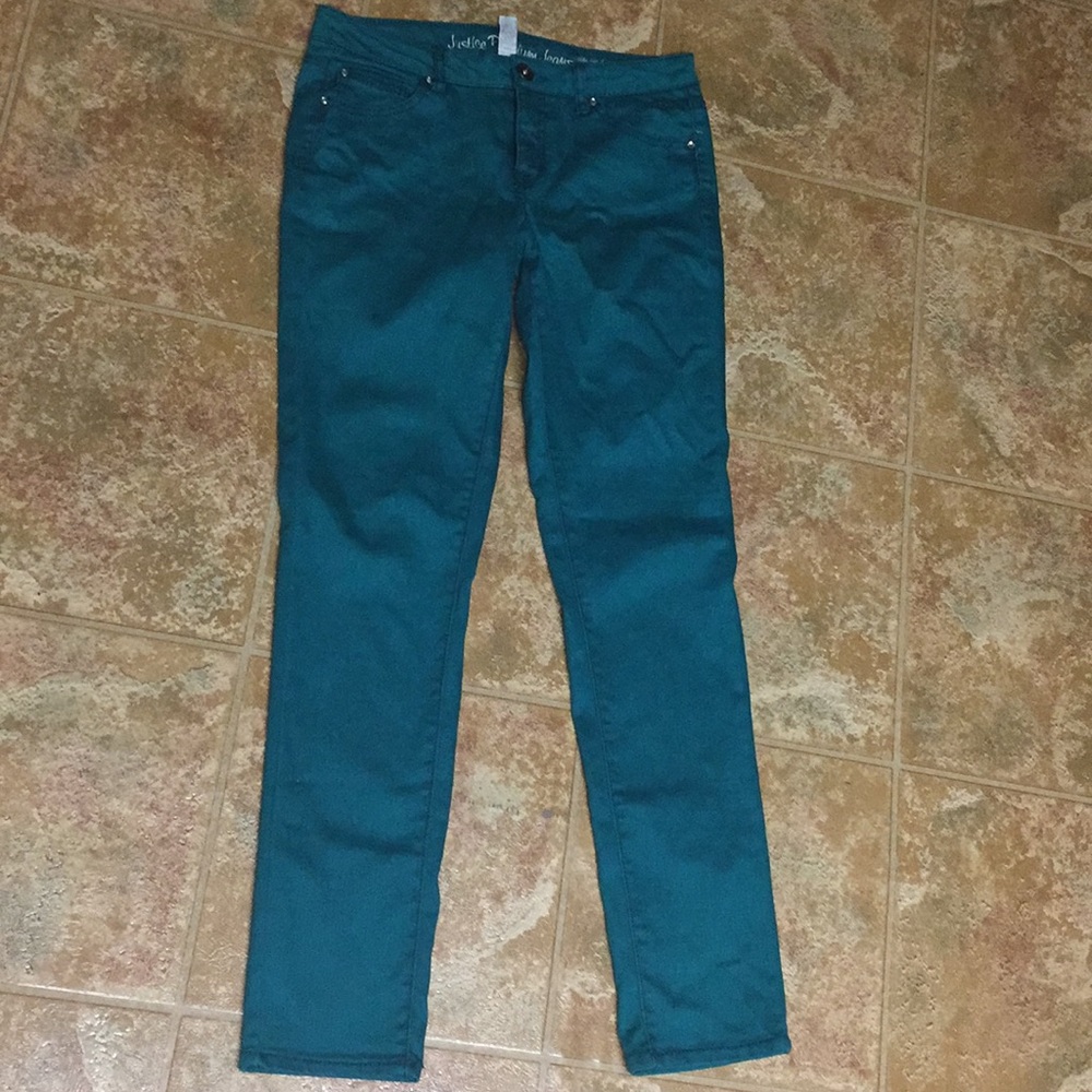 Turquoise skinny jeans